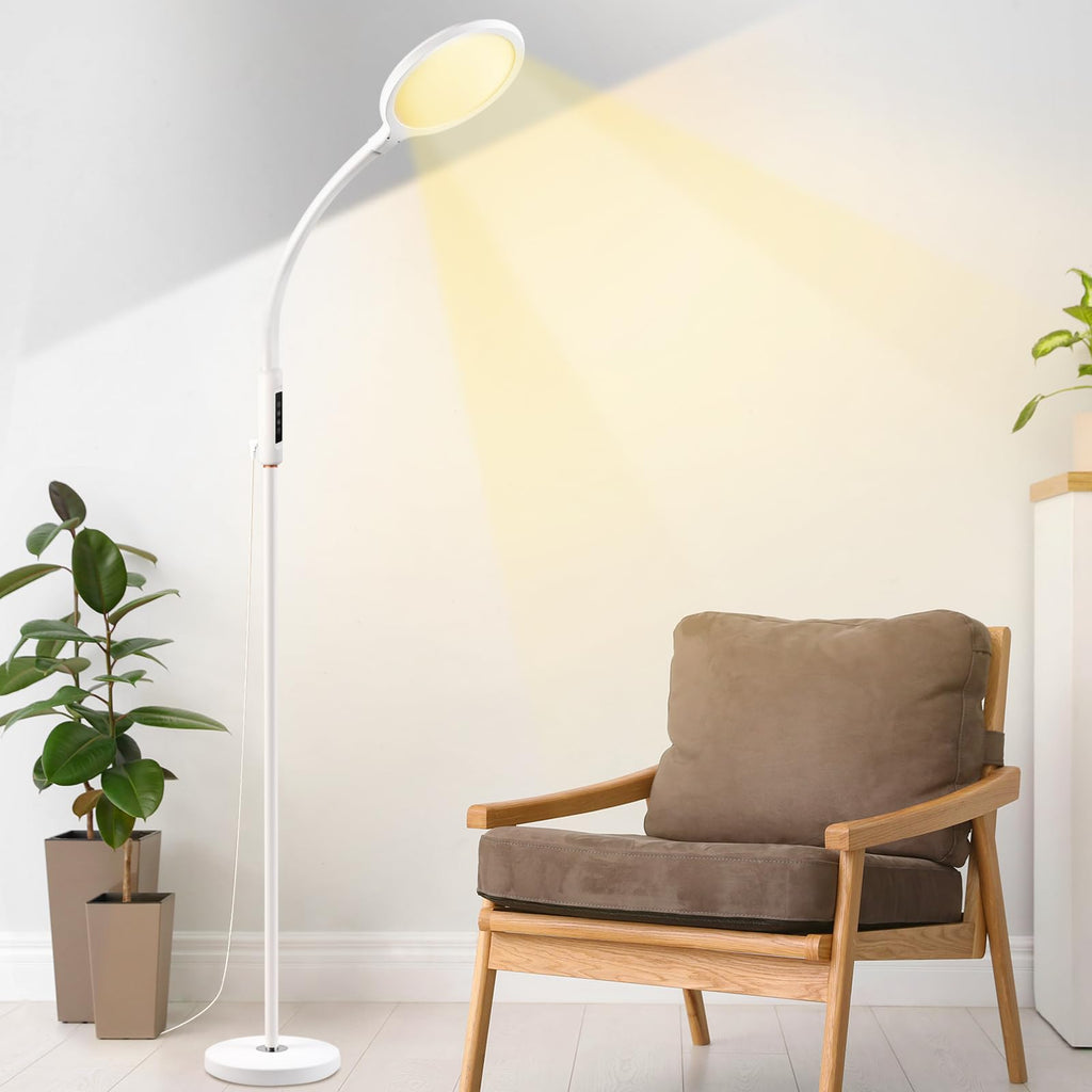 LIGHTMEUP Light Therapy Lamp - 15000 Lux Full Spectrum Happy LED UV-Free Sun Light Floor Therapy Lamp with 10 Adjustable Brightn