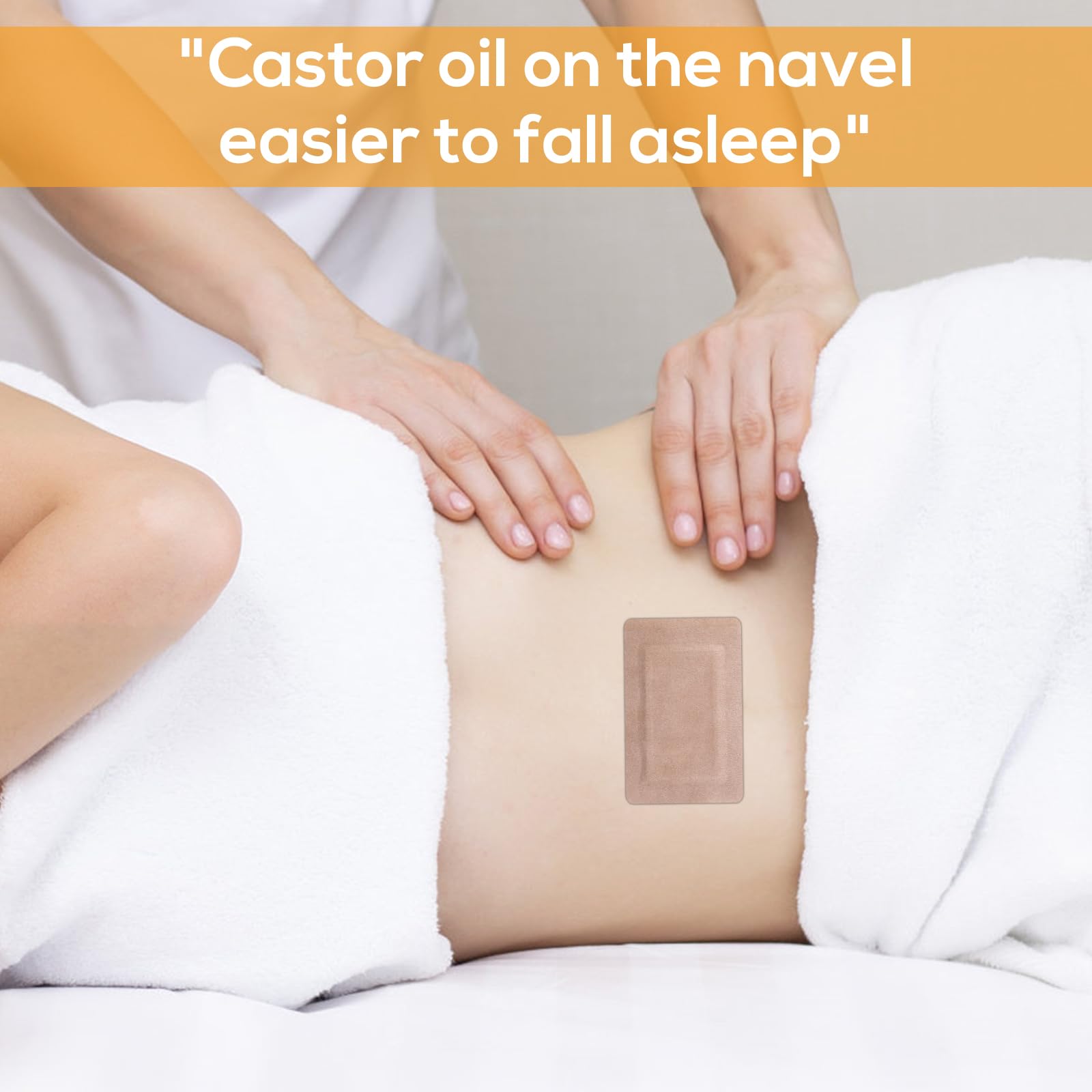 50 Pcs Castor Oil Pack Wraps Pads for Belly Button, Highly Absorbent Disposable Self-Adhesive Patches Accessories Supplies Equip