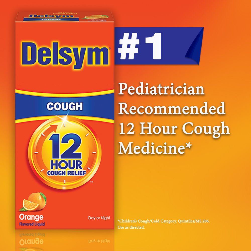 Delsym Adult 12 Hr Cough Relief Liquid, Orange, 5oz