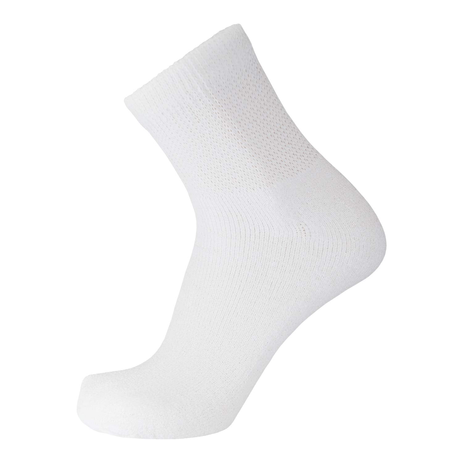 Big and Tall Diabetic Cotton Neuropathy Ankle Socks, King Size Mens Athletic Socks (13-15, Quarter White) - 3 pairs