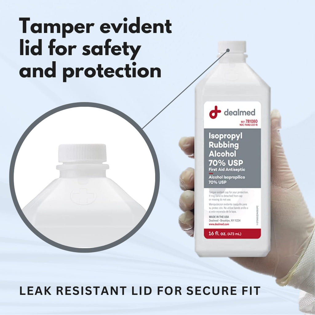 Dealmed Isopropyl Rubbing Alcohol 70% USP, First Aid Antiseptic, 16 fl. oz, (2 Pack)