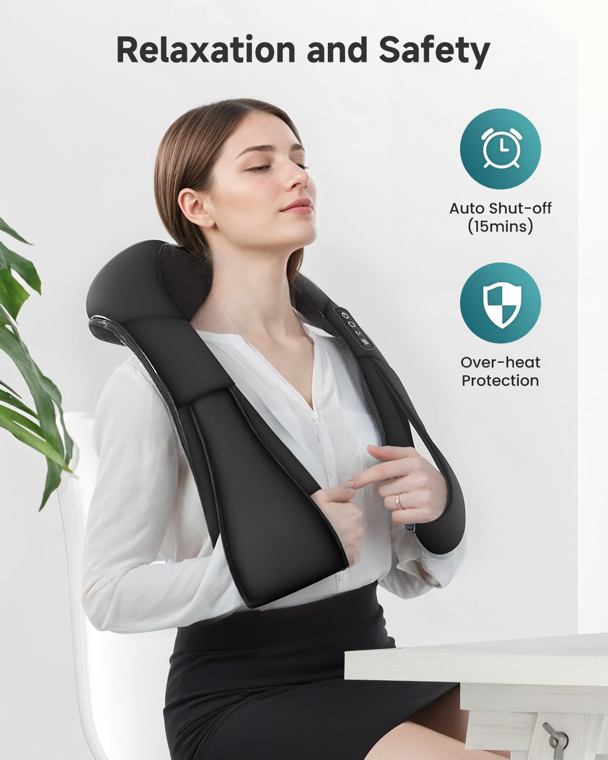 Snailax Shiatsu Neck and Back Massager with Heat, Neck and Shoulder Massager, Deep Kneading Electric Massage Pillow for Shoulder