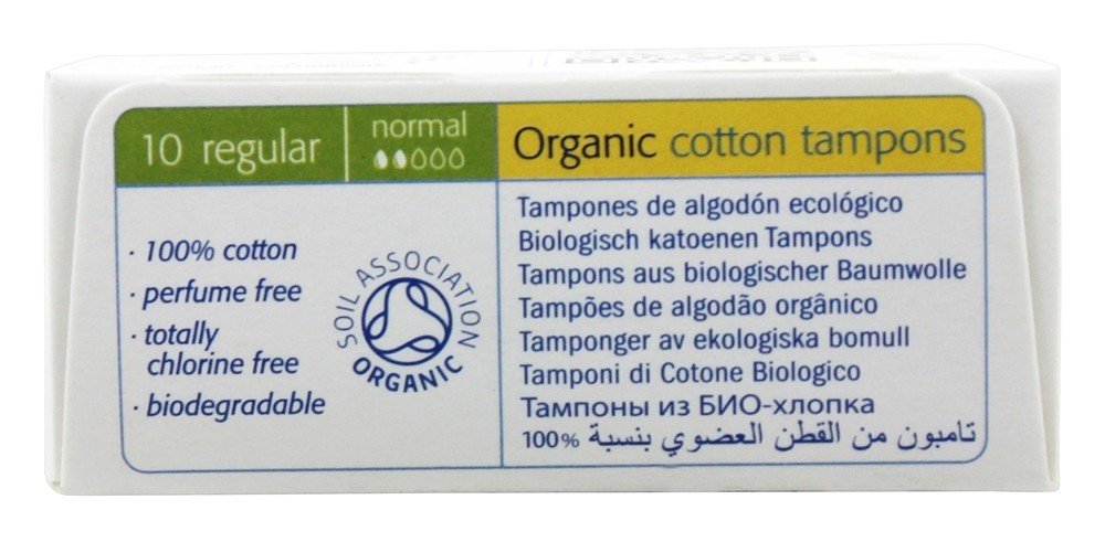 Organic 100% Cotton Tampons Regular 10 Count