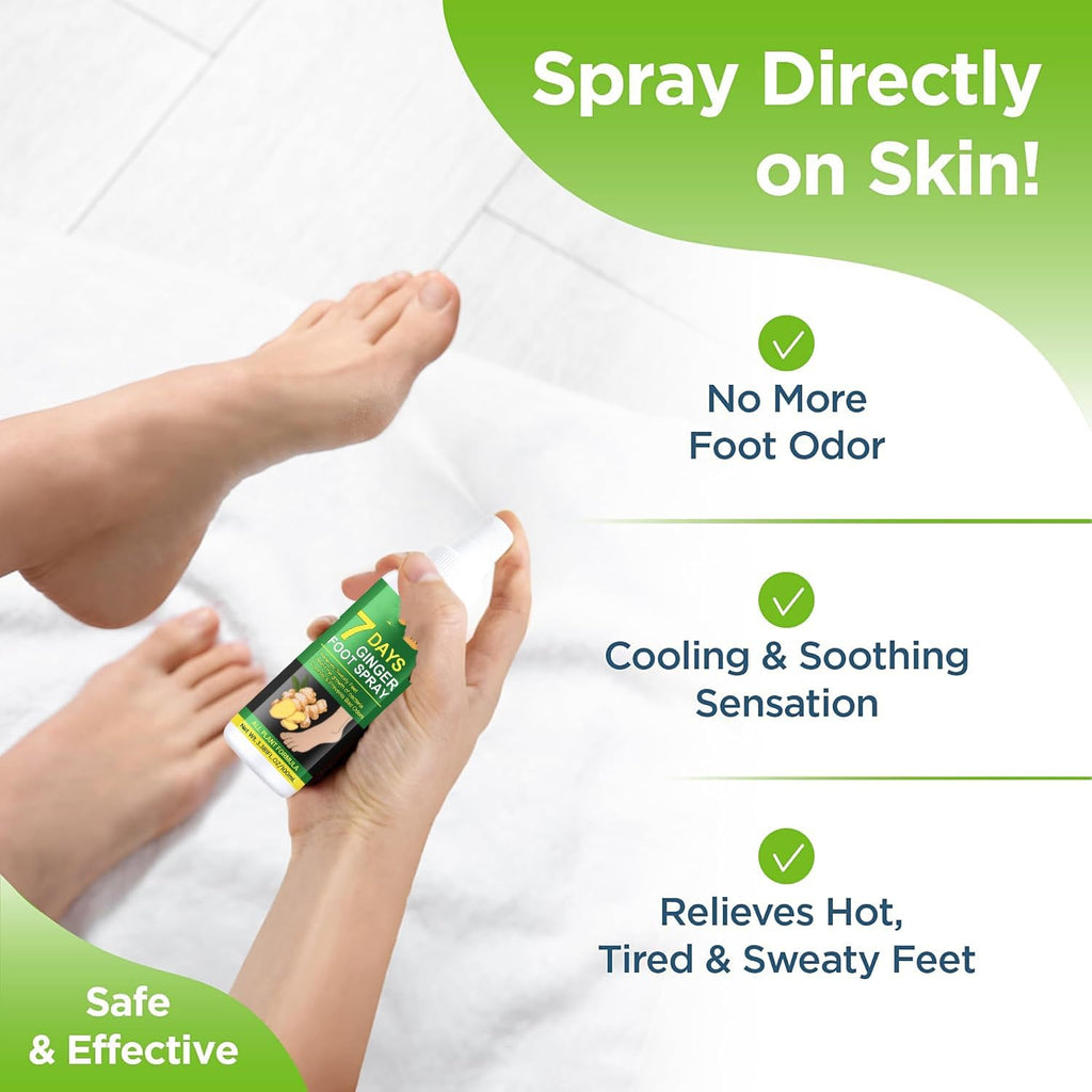 7 Days Ginger Foot Spray - Control & Callus Care, Natural Ginger Nail Treatment - Soothing Formula - Removes, Controls & Prevent