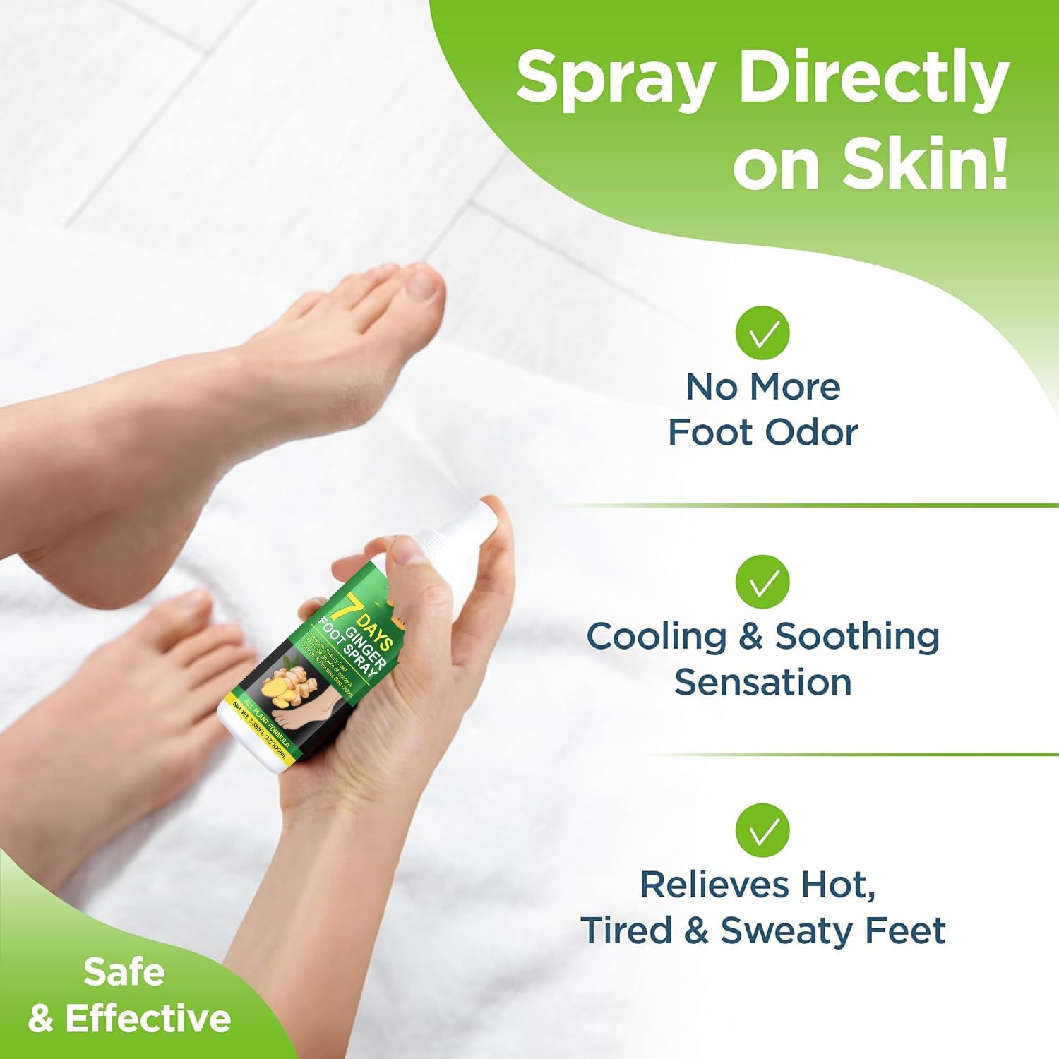 7 Days Ginger Foot Spray - Control & Callus Care, Natural Ginger Nail Treatment - Soothing Formula - Removes, Controls & Prevent