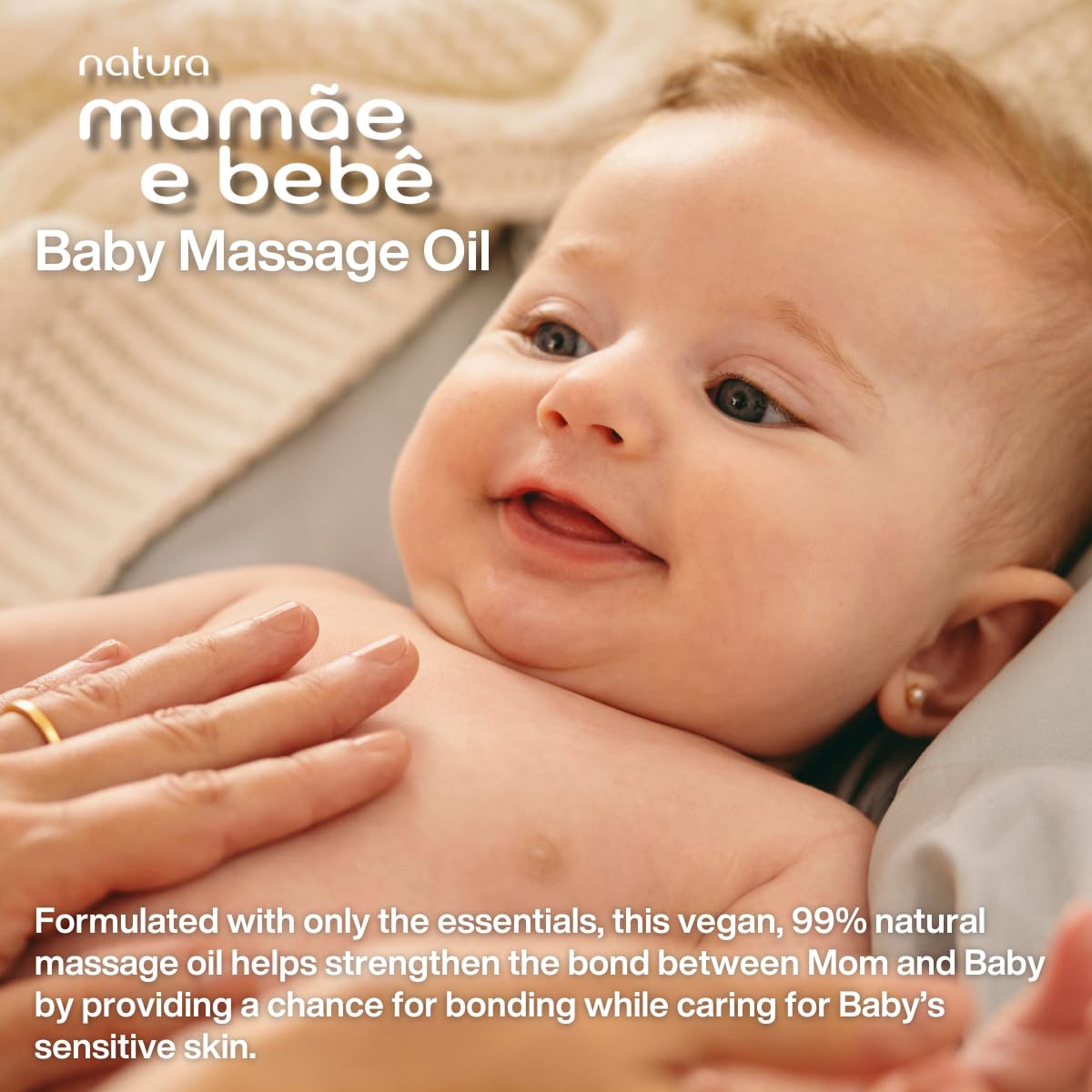 natura - Mame e Beb Baby Massage Oil - 100% Vegan - Safe & Gentle Lightweight Formula - 99% Natural Origin - All Skin Types - Cr