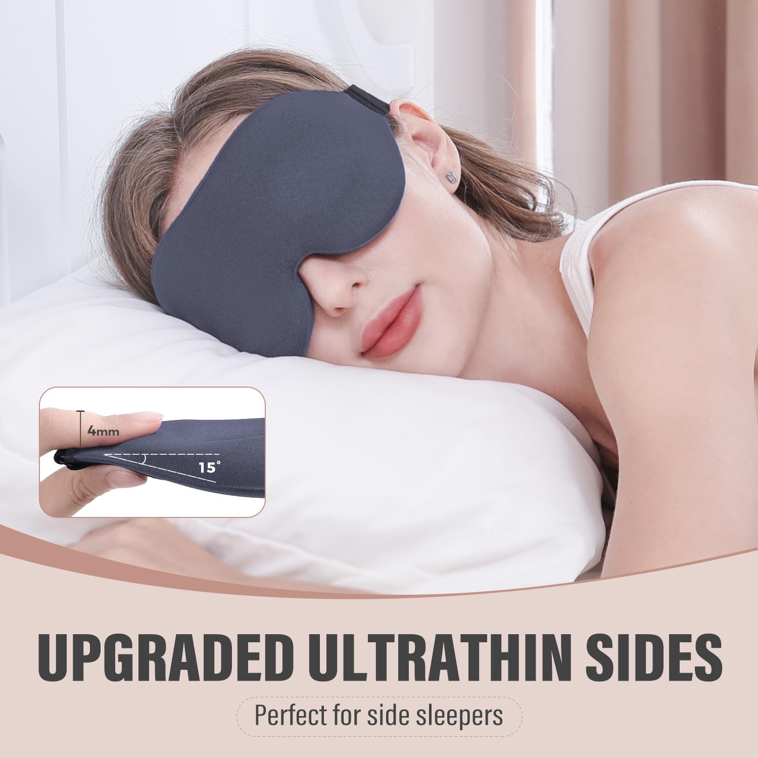YIVIEW Sleep Mask for Side Sleeper, Complete Light Blocking 3D Sleeping Eye Mask, Soft Breathable Eye Cover for Women Men, Relax