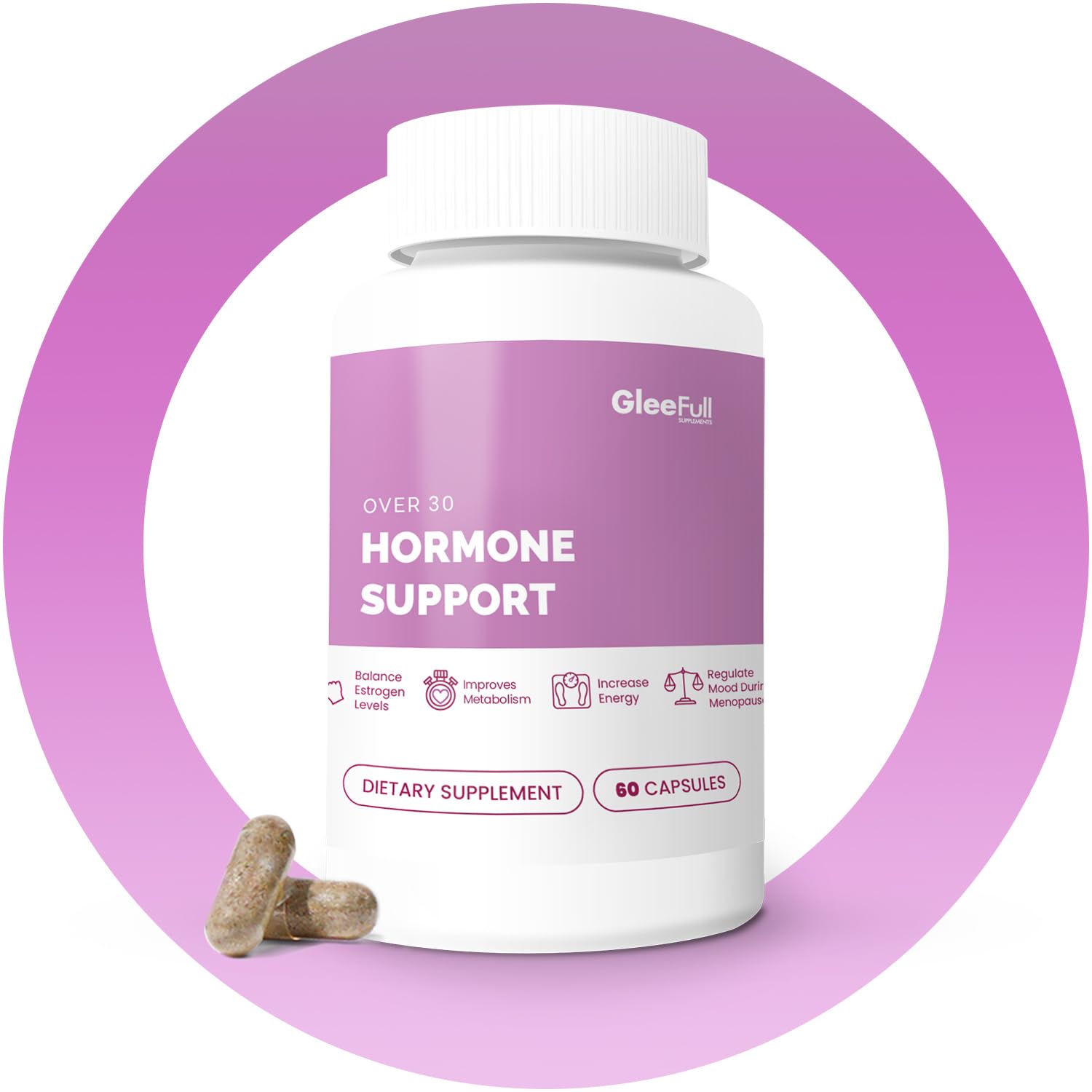 GleeFull Over 30 Hormone Support - Menopause Supplements for Women - Hormone Balance for Women - Hot Flash Relief - Menopause Su