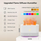 PLUWEL Flame Diffusers for Essential Oils Large Room-Upgraded 300ML Aroma Diffuser Humidifier with RGB Light-Remote Control for