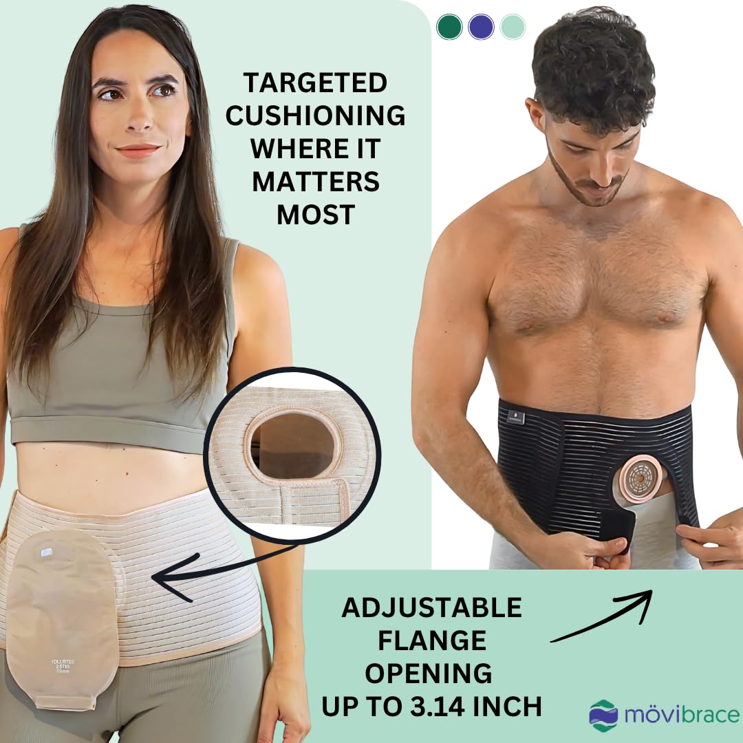 Movibrace Abdominal Ostomy Binder for Post-Operative Care After Colostomy or Ileostomy Surgery Unisex (X-Large, Beige)