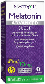 Natrol Advanced Sleep Melatonin Tablets, Maximum Strength 10 mg 60 ea ( Pack of 12)