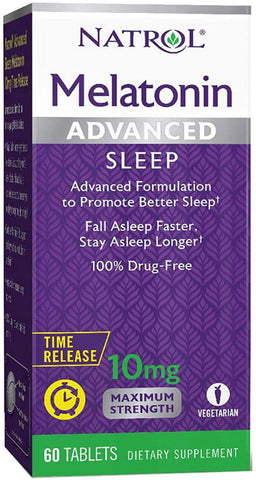 Natrol Advanced Sleep Melatonin Tablets, Maximum Strength 10 mg 60 ea ( Pack of 12)