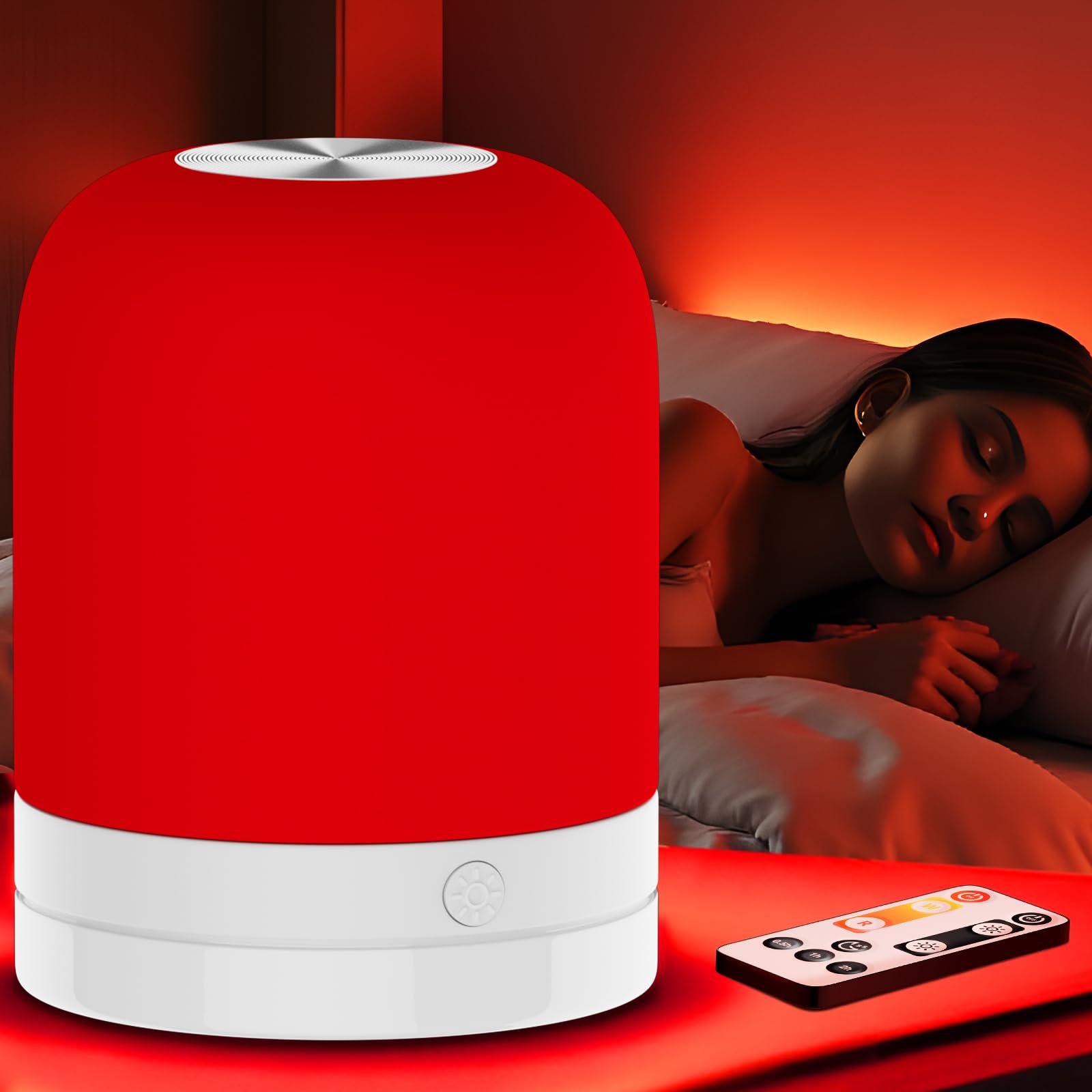 EPOE Red Light Therapy Sleep,Reds Nightlight with 670nm Wavelength Aid to Support Deep Relaxation,Touch Remote Control Red Light