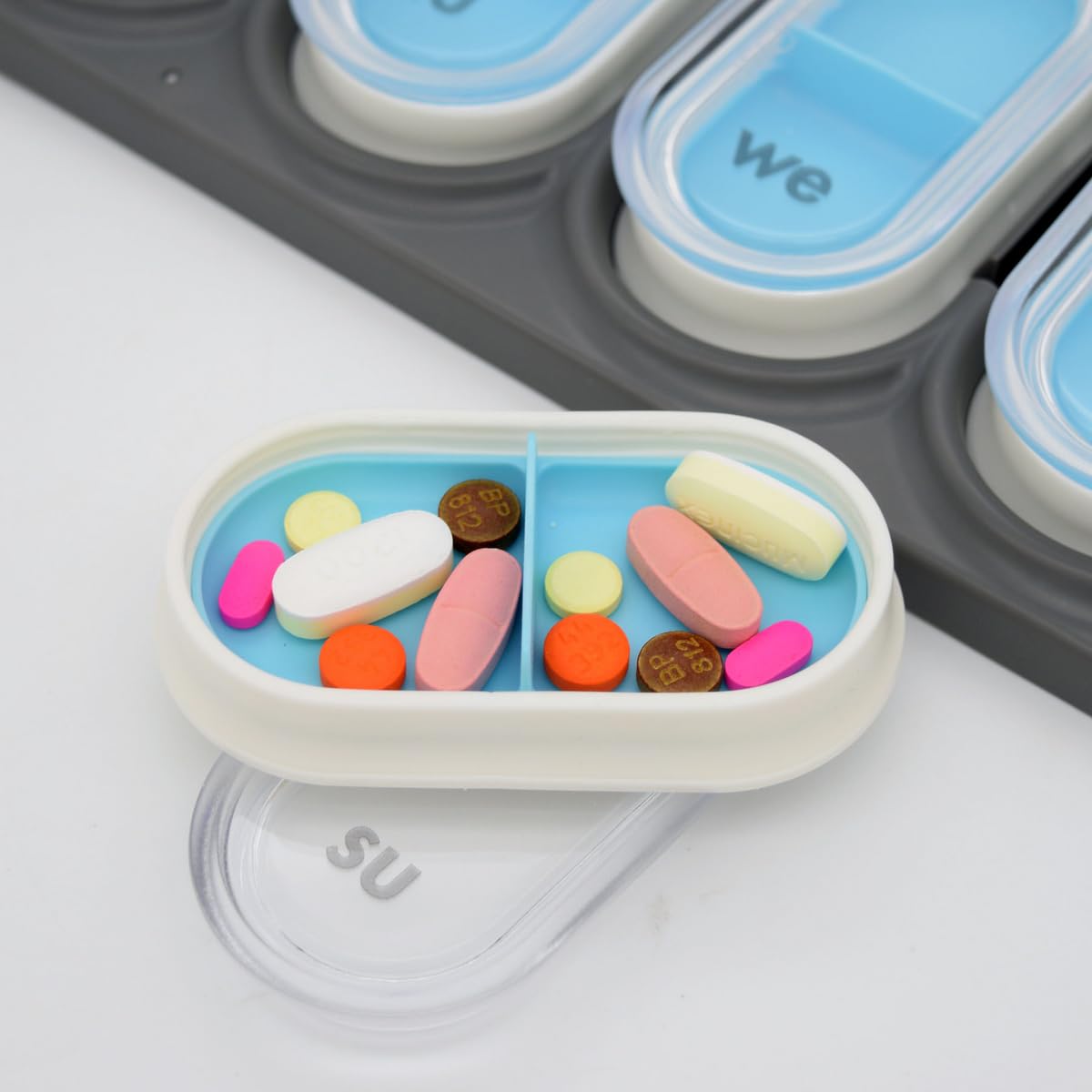 EQUADOSE Weekly Pill Organizer, Extra Large 7-Day Vitamin Jumbo Case with Removable Pods, Oversized Medication Carrier for Easy