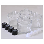 Ougual Set of 4 Cylindrical Round Glass Essential Oils Diffuser Bottles (150ML, Black Cap)