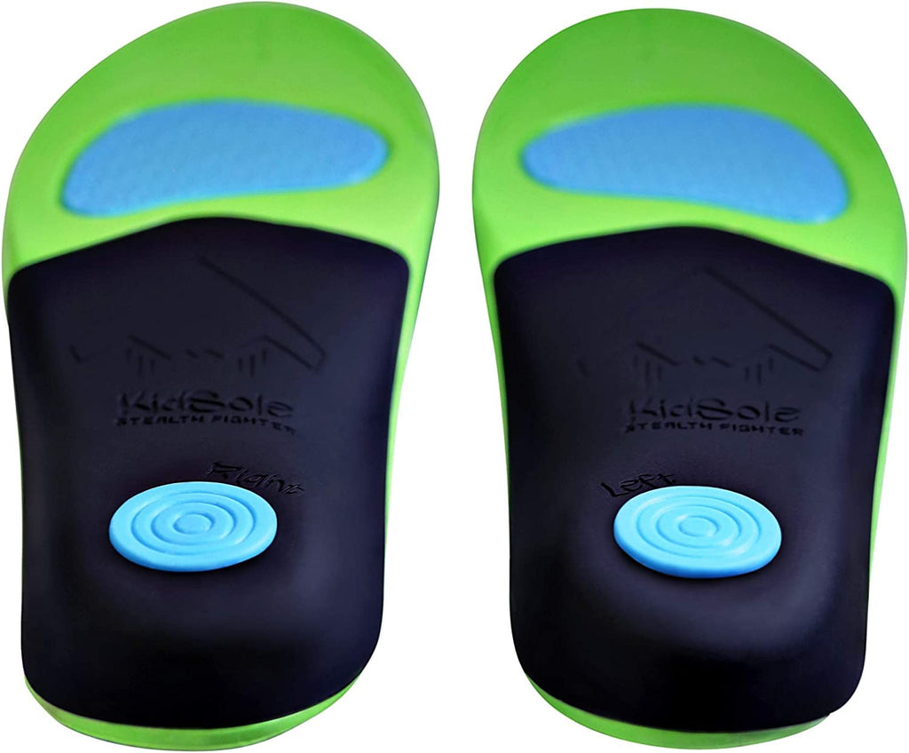 KidSole Stealth Fighter: High Arch Support Insole. Slim Profile, Strong Arch, Soft Memory Foam Top & Lightweight Design. Inward/