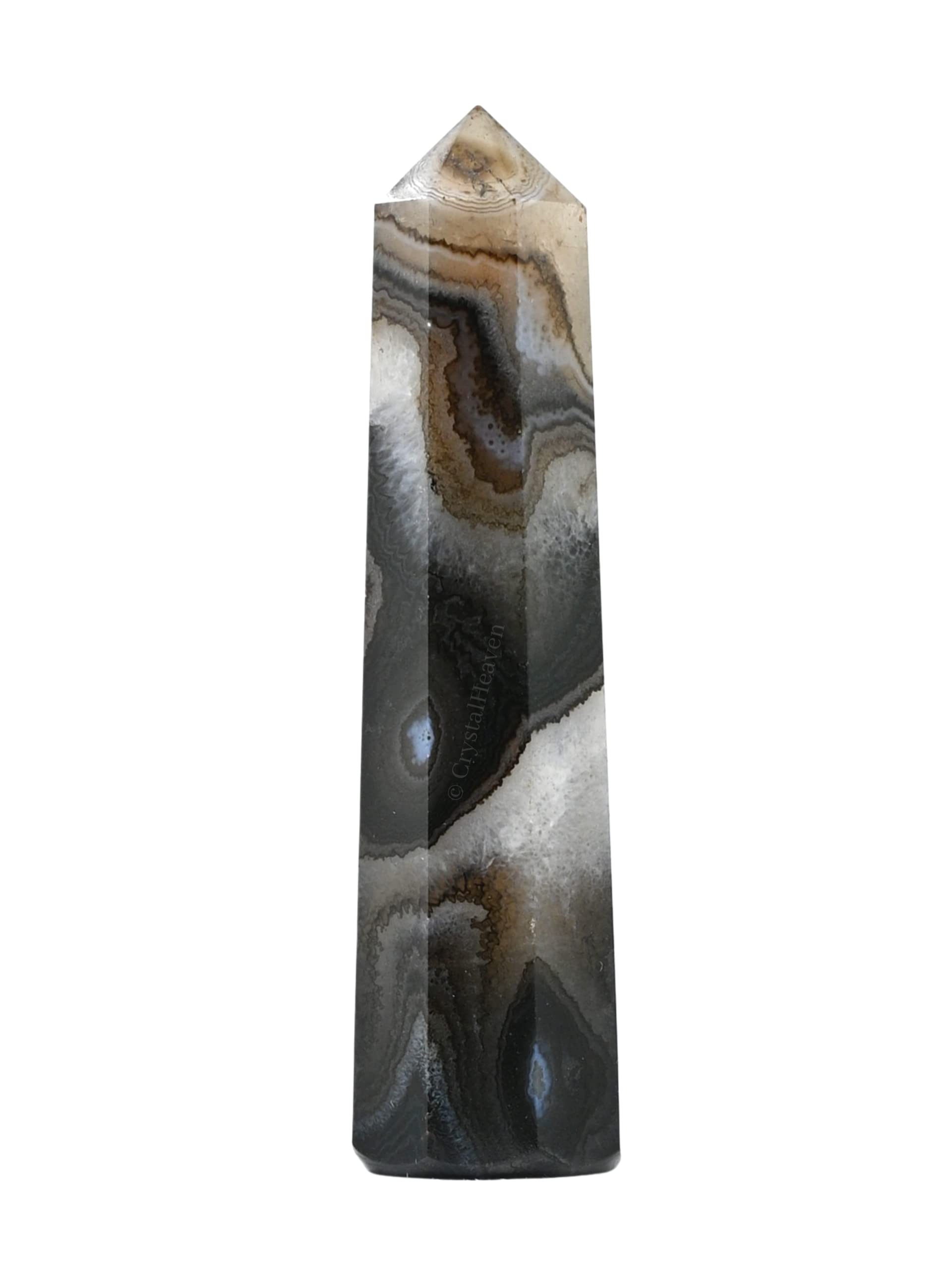Crystal Heaven Black Onyx Crystal Tower Obelisk Point For Chakra, Healing And Balancing  Aaa Grade Original Certified Gemstone 