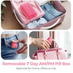 AUVON XL Weekly Pill Organizer 2 Times a Day with One-Side Large Opening Design for Easy Filling, AM PM Pill Box 7 Day, Portable