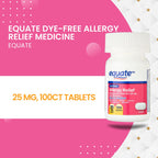 SCHMIDT EMPIRE Equate Dye-Free Allergy Relief 25 mg, 100ct Tablets (Pack of 2)