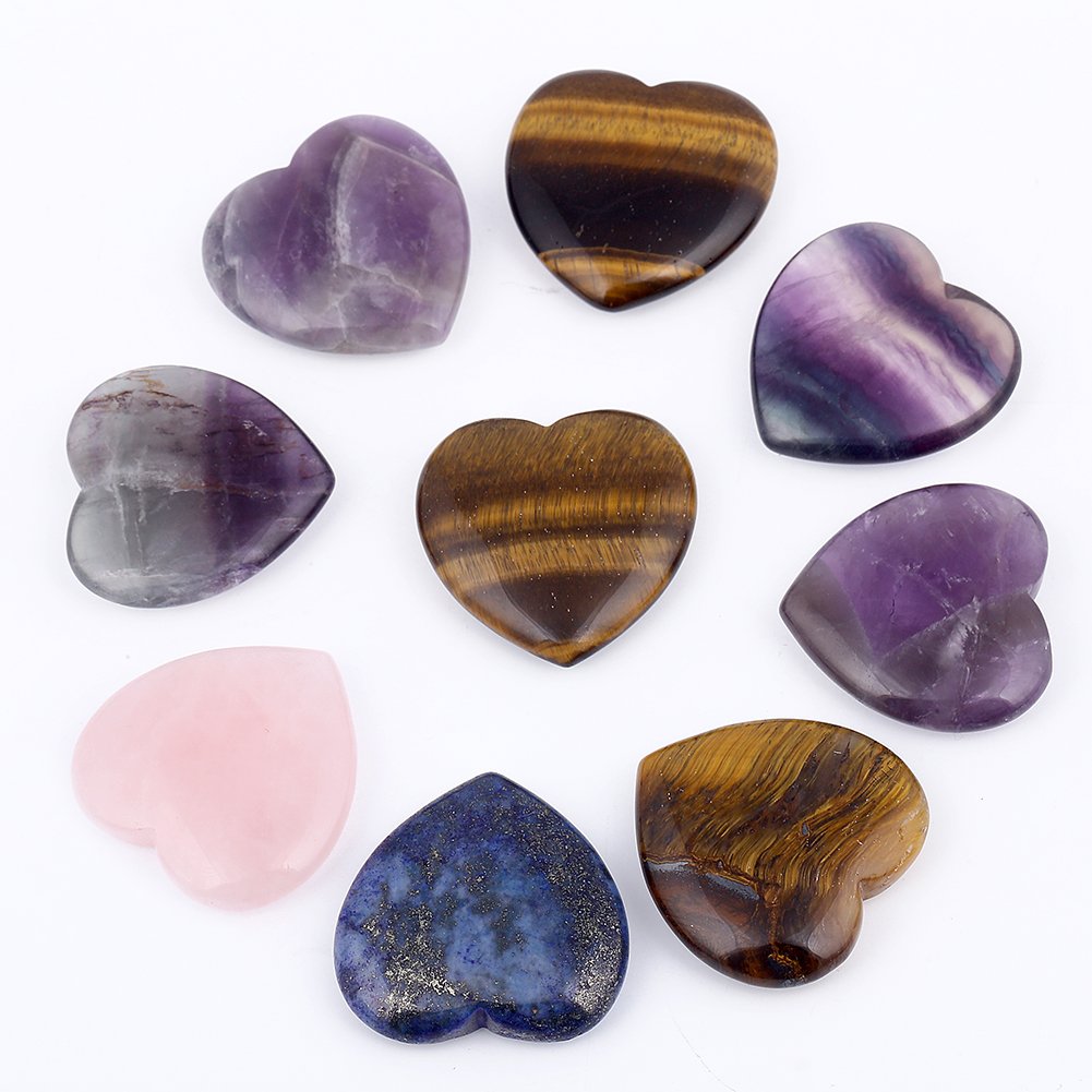 Bingcute Heart Shaped Rose Quartz Puffy Heart Stone 40mm (1.6) for Chakra Energy Healing, Reiki