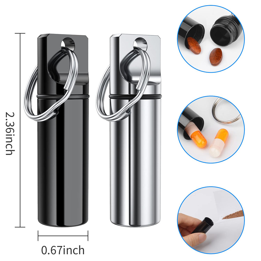 Small Portable Pill Box Keychain (3 Pack), Aluminium Alloy Mini Pill Organizer Case Container for Purse,Waterproof Metal Pill Ho