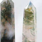 Runyangshi Natural Healing Crystals Aquatic Agate Wands 2-2.4 Moss Agate Single Point Healing Crystal Tower Green Water Plant Ag