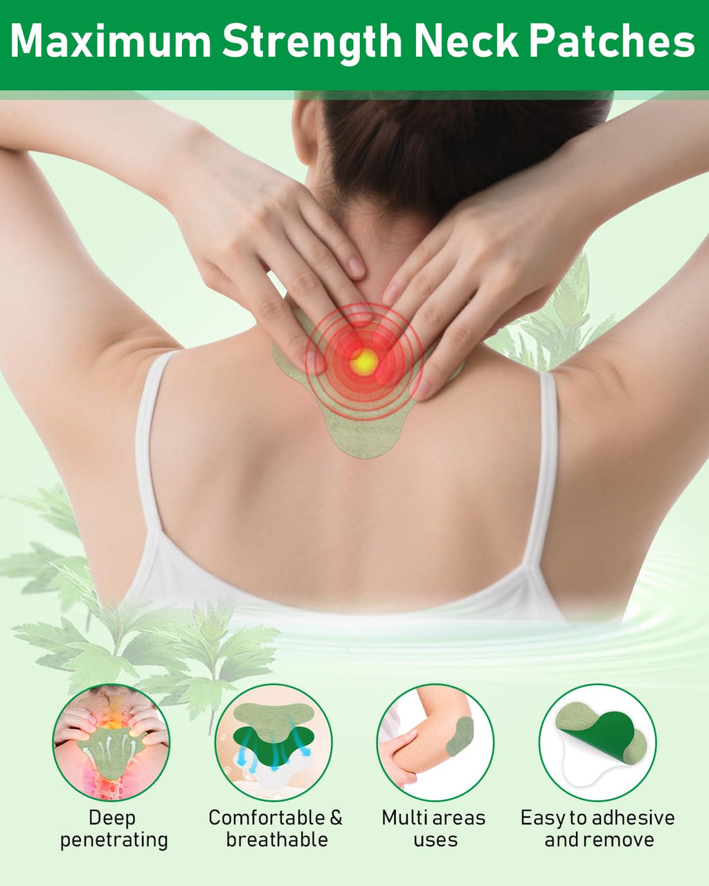 MYMULIKE Neck Patches, 36 Count Maximum Strength Warming Herbal Plaster, Wormwood Extract Sticker 8 Hours Lasting Reduction Join