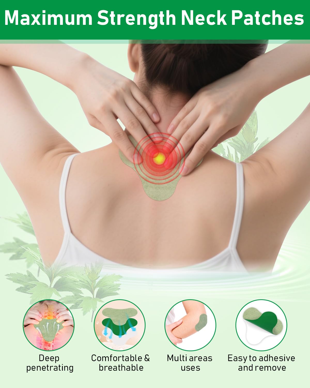 MYMULIKE Neck Patches, 36 Count Maximum Strength Warming Herbal Plaster, Wormwood Extract Sticker 8 Hours Lasting Reduction Join