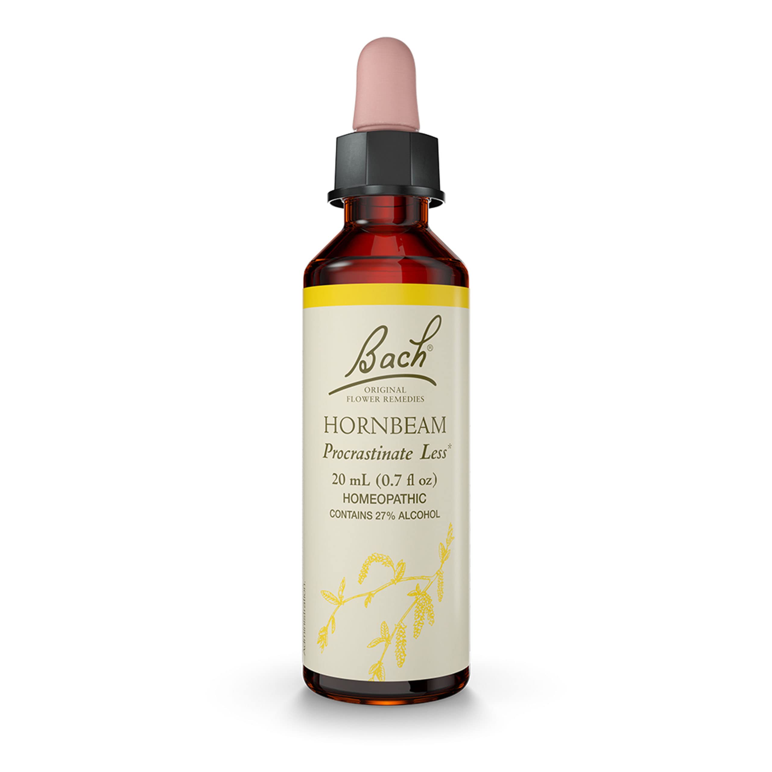 Bach Original Flower Remedies, Hornbeam for Procrastination, Natural Homeopathic Flower Essence, Holistic Wellness, Vegan, 20mL 
