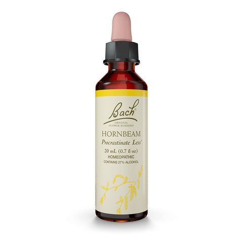 Bach Original Flower Remedies, Hornbeam for Procrastination, Natural Homeopathic Flower Essence, Holistic Wellness, Vegan, 20mL 