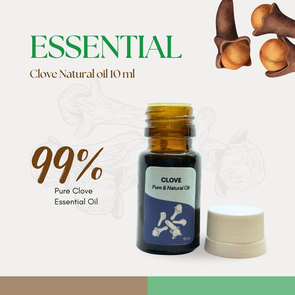 Roots & Above 10ml Pure Clove Essential Oil - 99% Natural Aroma Oil for Diffuser, Hair, Skin Care, Massage, Humidifiers, Candle