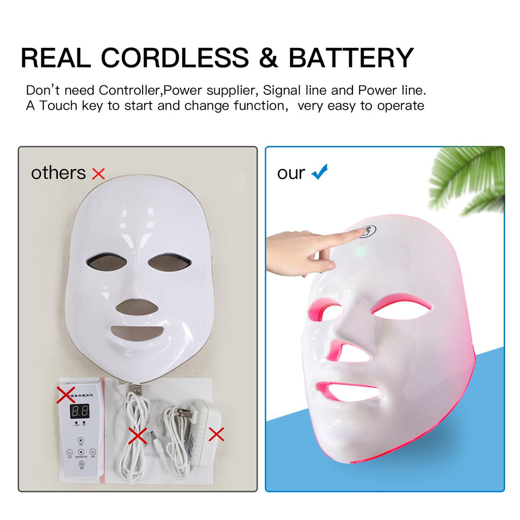 Red Light Therapy Mask for Face, Blue Red LED Light Therapy Device, 7+1 Colors LED Facial Skin Care Mask At Home, USB Rechargeab
