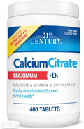 21St Century Calcium Citrate + D3, 400 Tablets Per Bottle (2 Pack)
