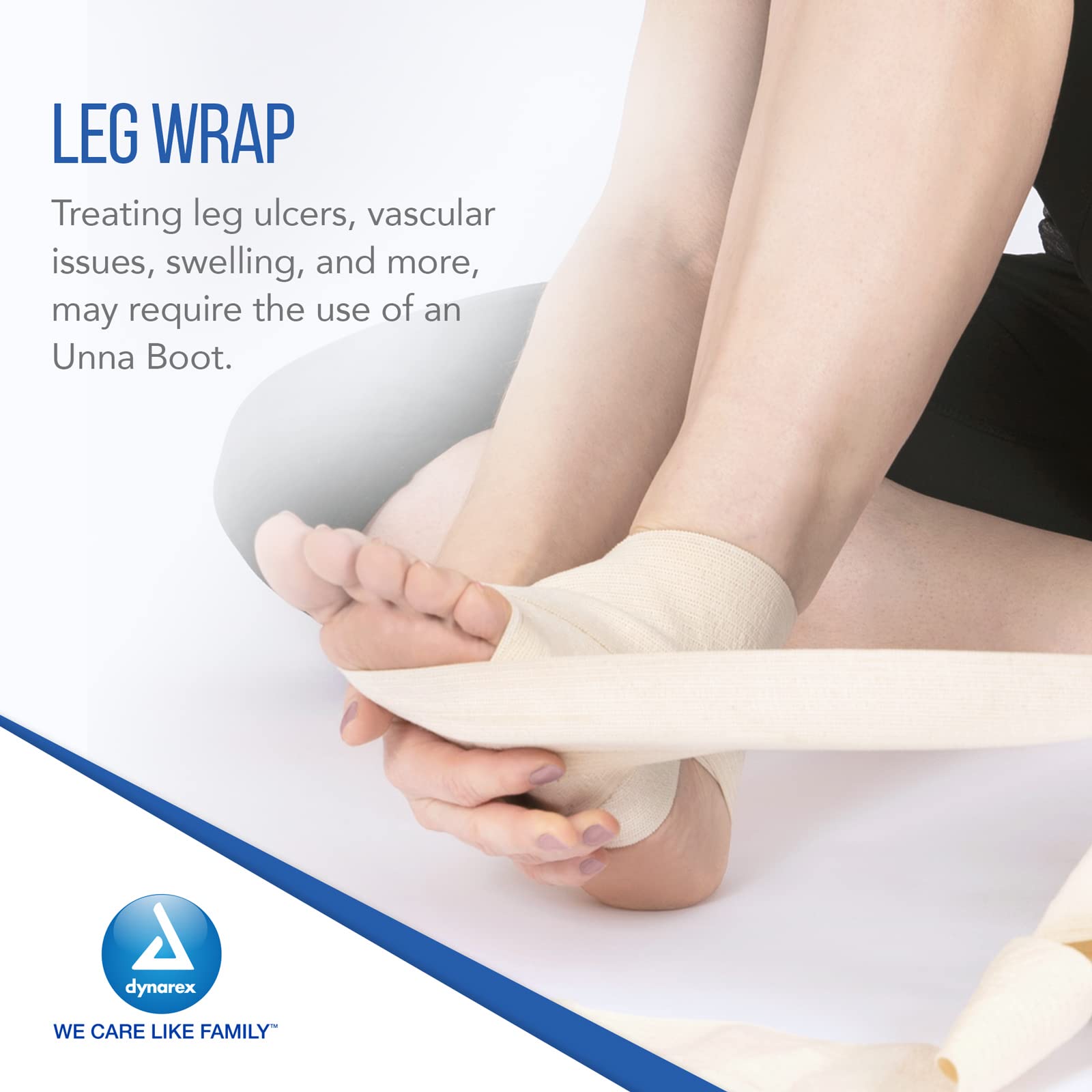 Dynarex 3453 Unna Boot Bandage, Individually Packaged, Provides Customized Compression, With Zinc Oxide, Soft Cast, 3 x 10 Yard,