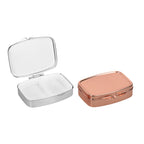 kwmobile 2 Compartment Pill Box - Set of 2X Stainless Steel Travel Box Organizer for Tablets and Prescriptions - Silver/Rose Gol