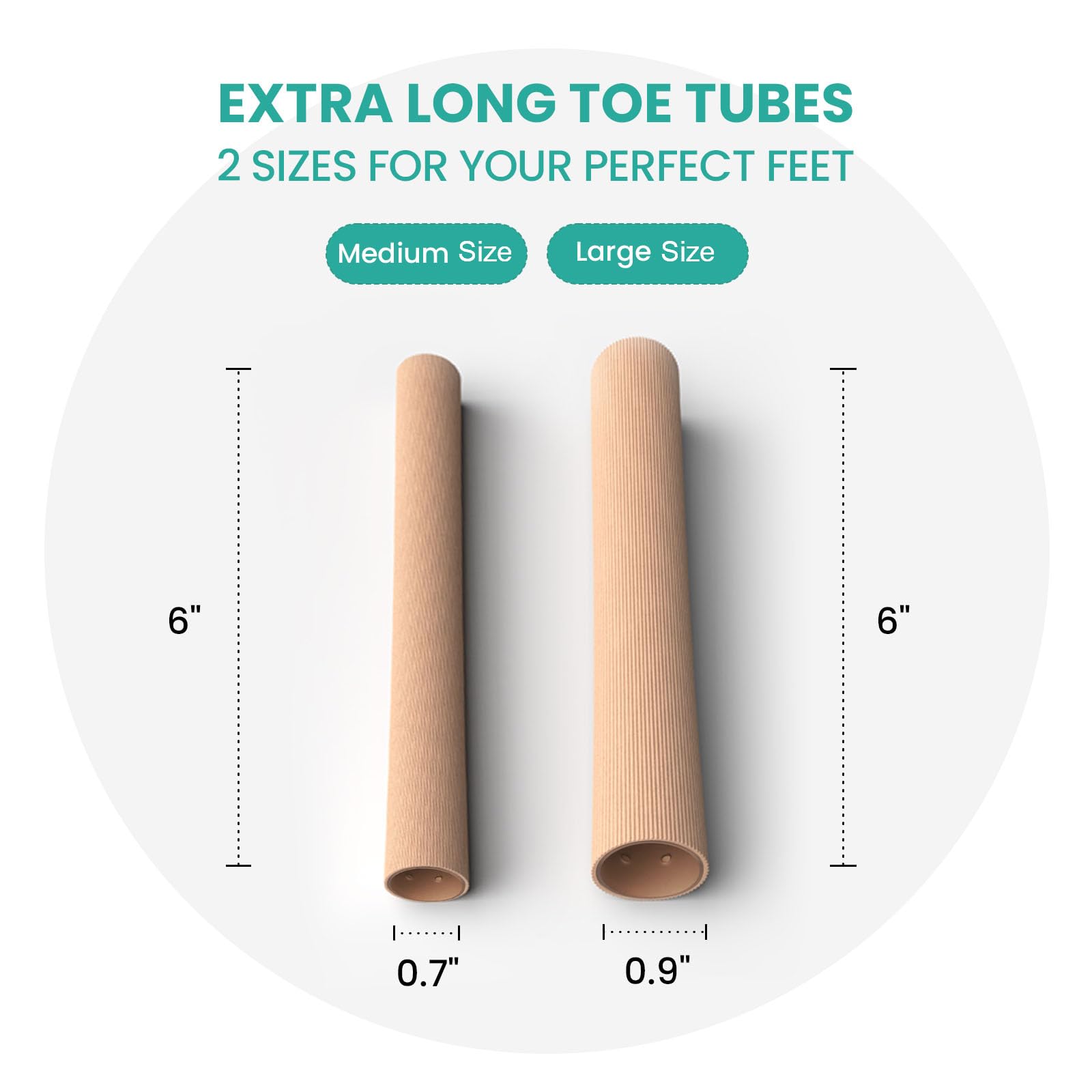 Welnove Toe Tubes Sleeves Protectors - 6 Pack Toe Cushions for Pain Relief - Fabric & Breathable Gel Lining Toe Protectors for C