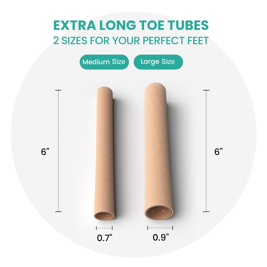 Welnove Toe Tubes Sleeves Protectors - 6 Pack Toe Cushions for Pain Relief - Fabric & Breathable Gel Lining Toe Protectors for C