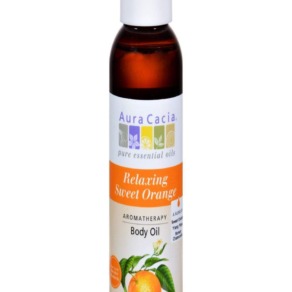Aura Cacia Aromatherapy Bath & Massage Relaxing Sweet Orange Body Oil, 4 Oz