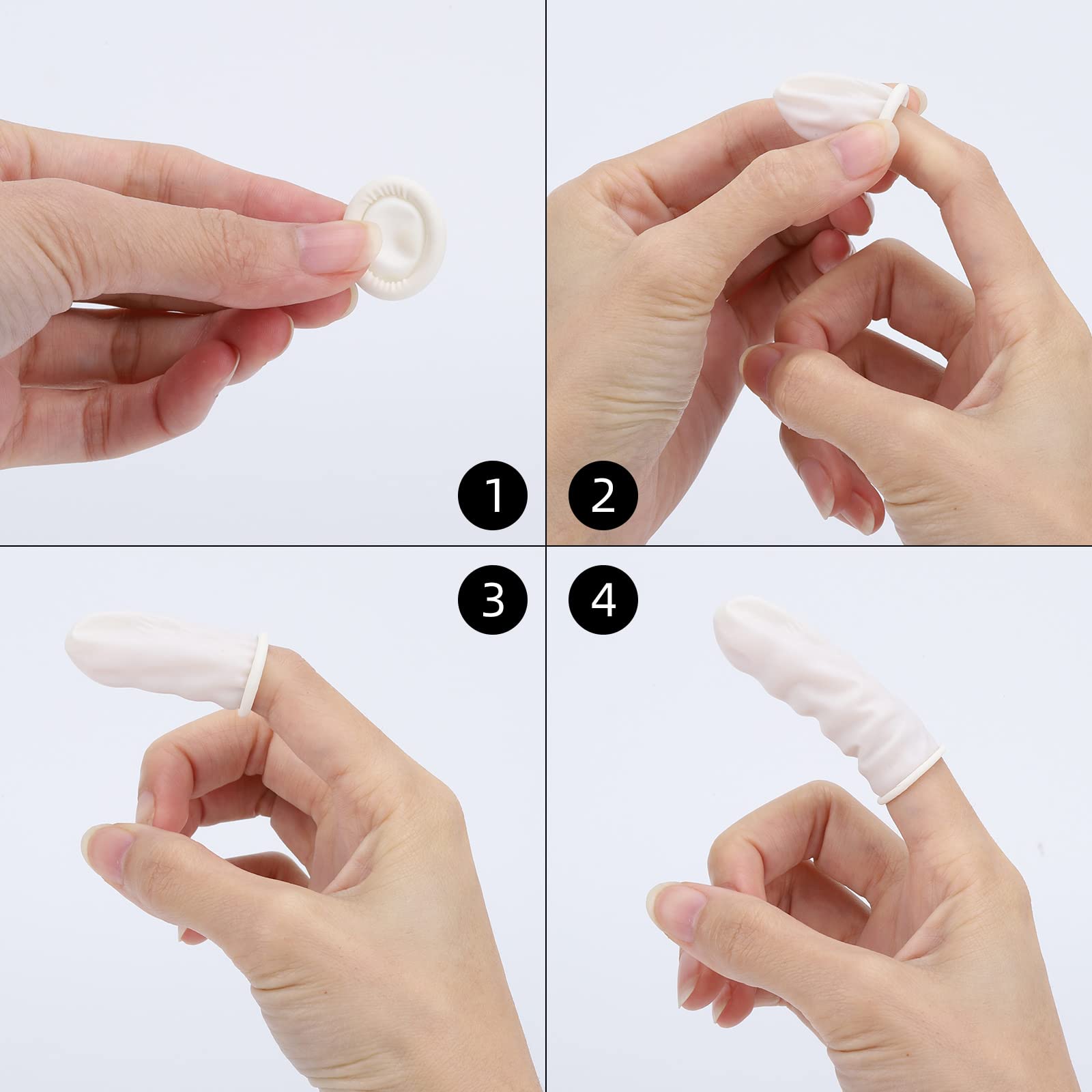 acDesign 300Pcs Finger Cots Medium Latex Finger Cots White Finger Protectors for Injured Finger,Cracked Finger,Sports