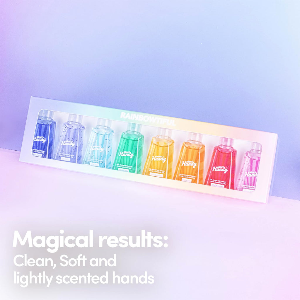 Merci Handy - Rainbowtiful Hand Sanitizer - Scented Hand Gel - 1.01 Fl Oz x8 - Travel Kit