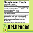 Arthrocen Joint Health Supplement, 300Mg Avocado Soy Unsaponifiable, Non-GMO, Dairy Free, Gluten Free & Shellfish Free, 60 Day S