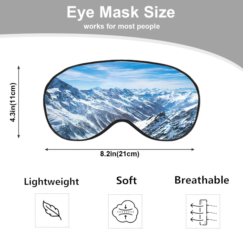 NOHSHE Snow Mountain Eye Mask Sleeping Mask Vast Mountains Blue Sky Naturally Magical Sleep Masks Silky Soft Eye Cover for Women