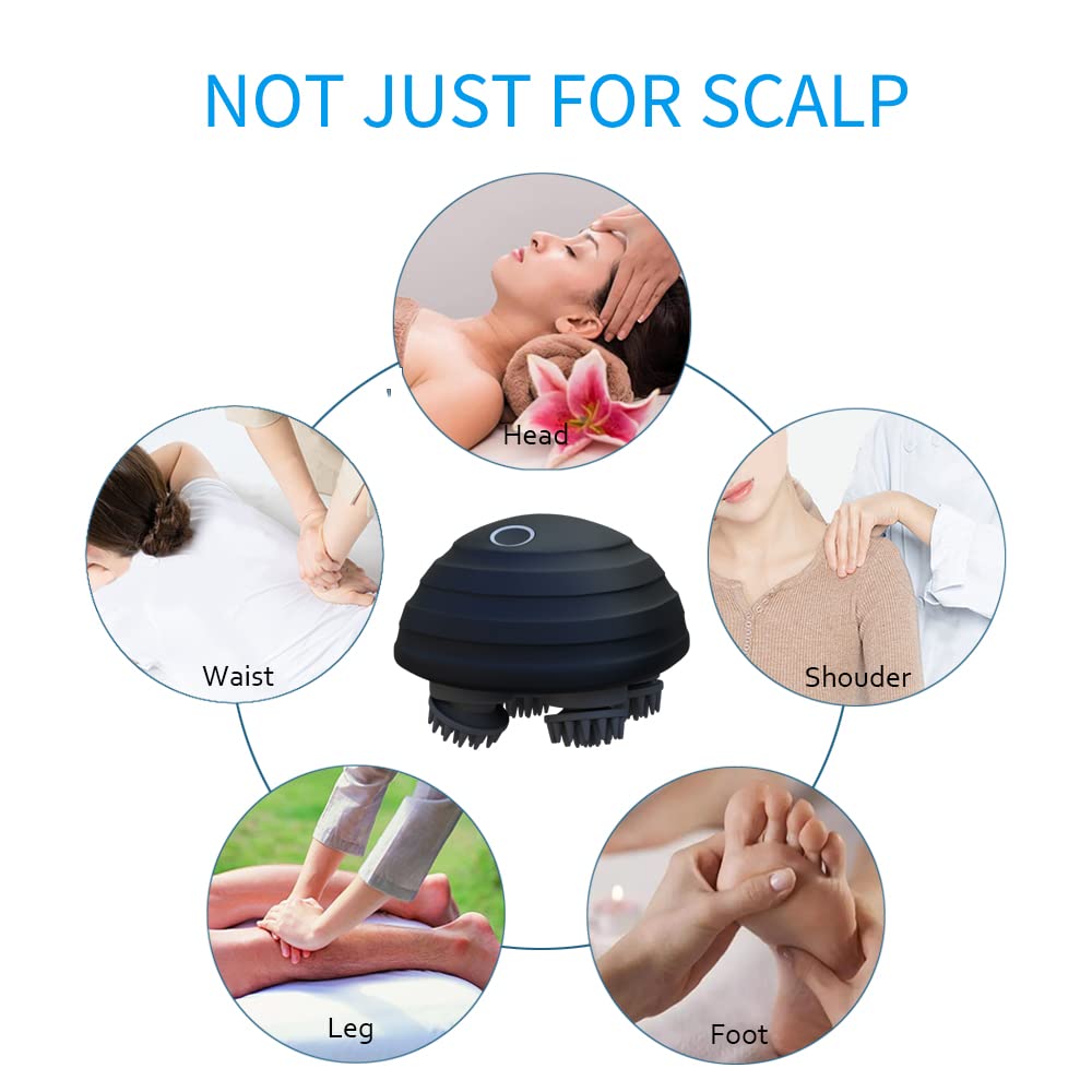 CHLOVOE Electric Scalp Massager, Portable Handheld IPX7 Waterproof Scalp Massager with 5 Kneading Modes and 96 Nodes for Body Re