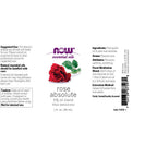 NOW Essential Oils, Rose Absolute, 5% Blend of Pure Rose Absolute Oil in Pure Jojoba Oil, Romantic Aromatherapy Scent, Vegan, Ch