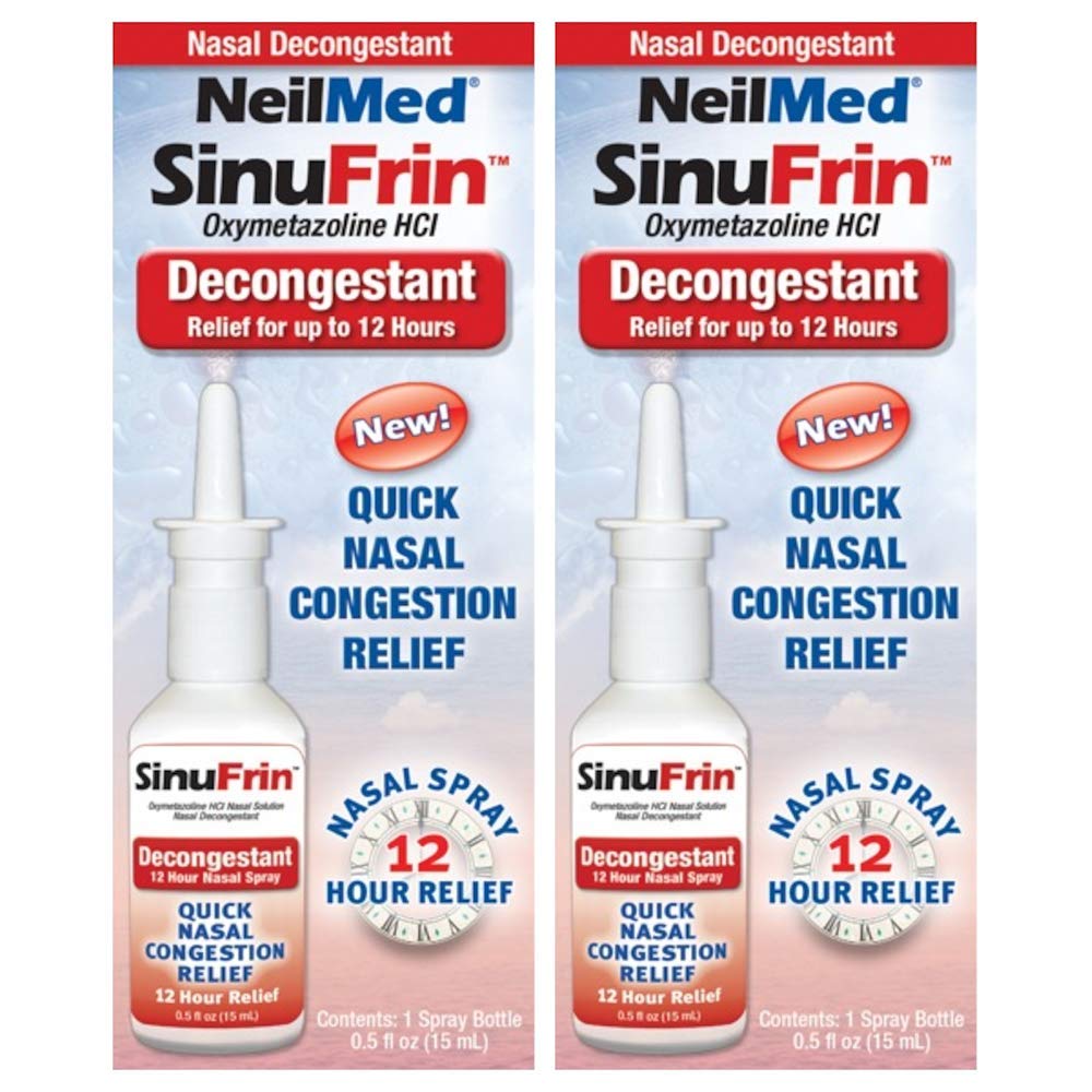 NeilMed Sinufrin Decongestant Relief Spray, (Packaging May Vary), 0.5 Fl Oz (Pack of 2)