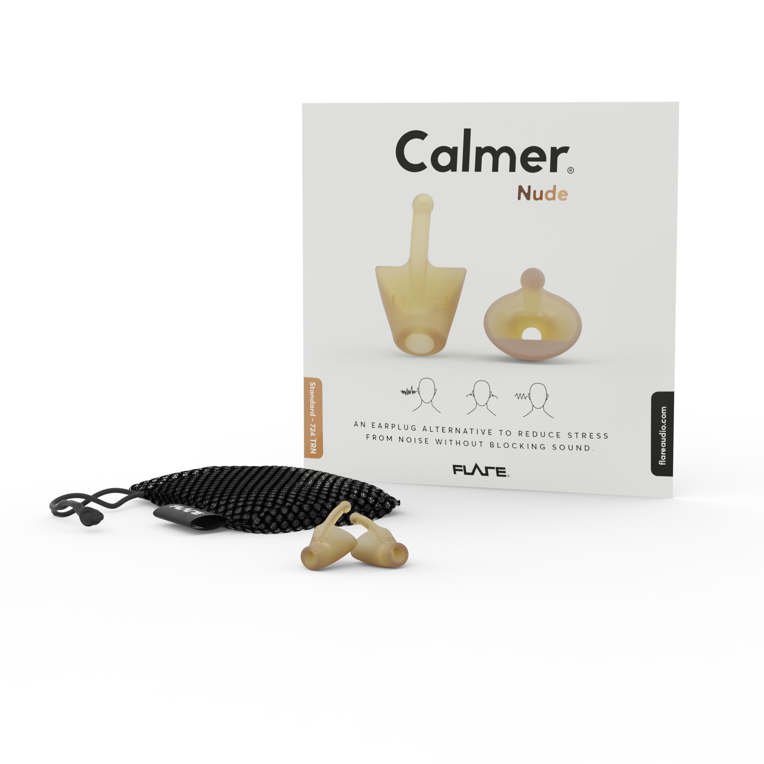 Flare Calmer Nude - Ear Plugs Alternative - Reduce Annoying Noises Without Blocking Sound - Soft Reusable Silicone - 724 TRN