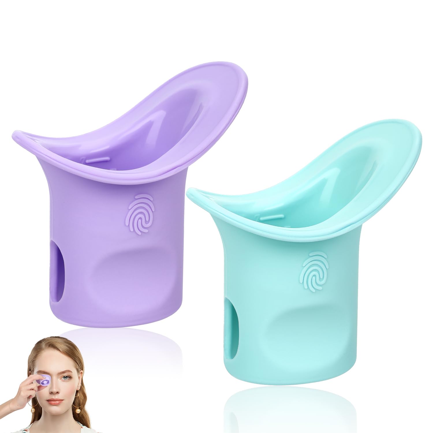 2pcs Eye Wash Cup, Hanging Silicone Eye Rinse Cup Portable Eye Flush Cup Reusable Eye Washer Cleaning Tool for Remove Dust Makeu