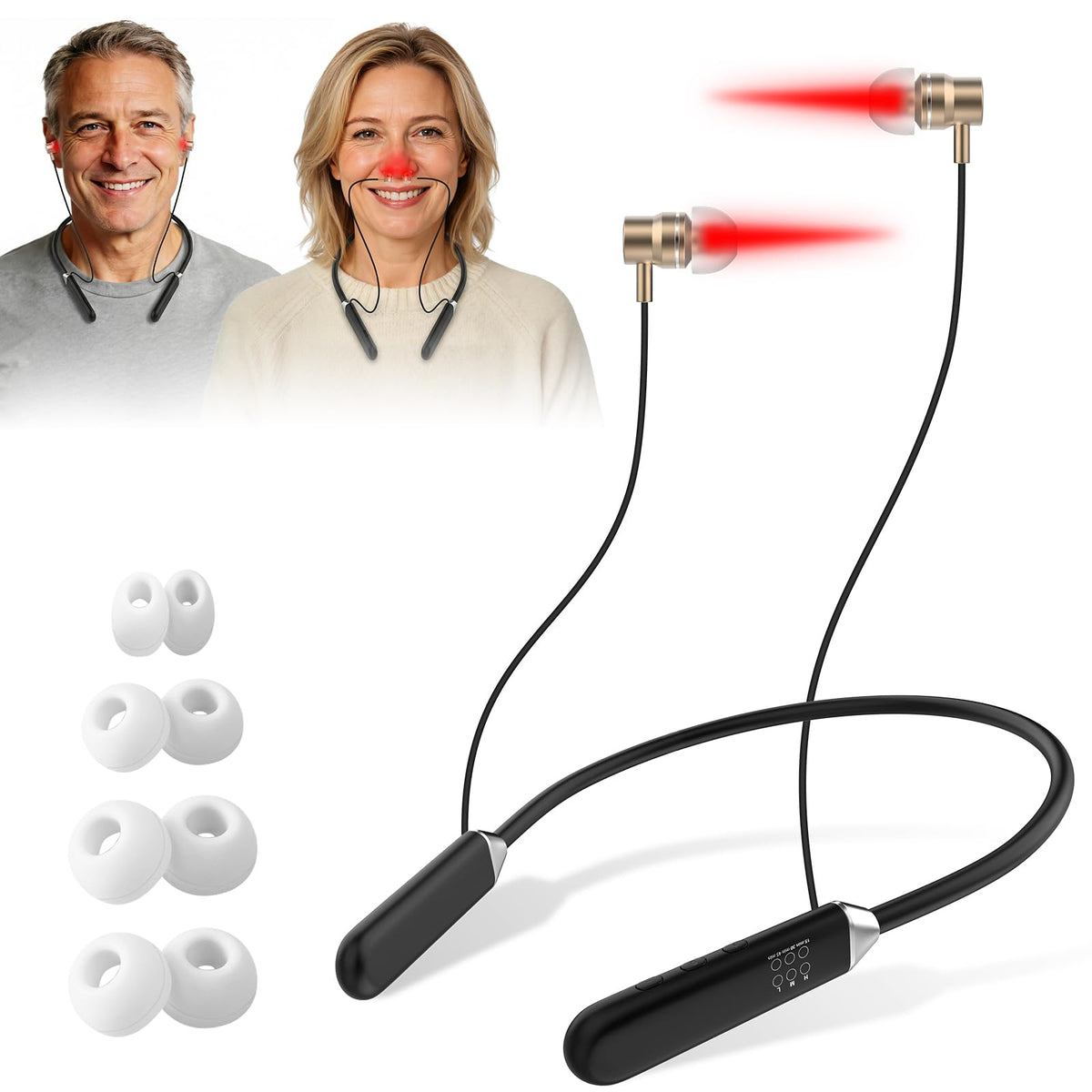 Upgraded 2in1 Red Light Therapy Device for Ears & Nose, DualWavelength 660nm Red Light & 810nm NearInfrared Light, Timer Fun