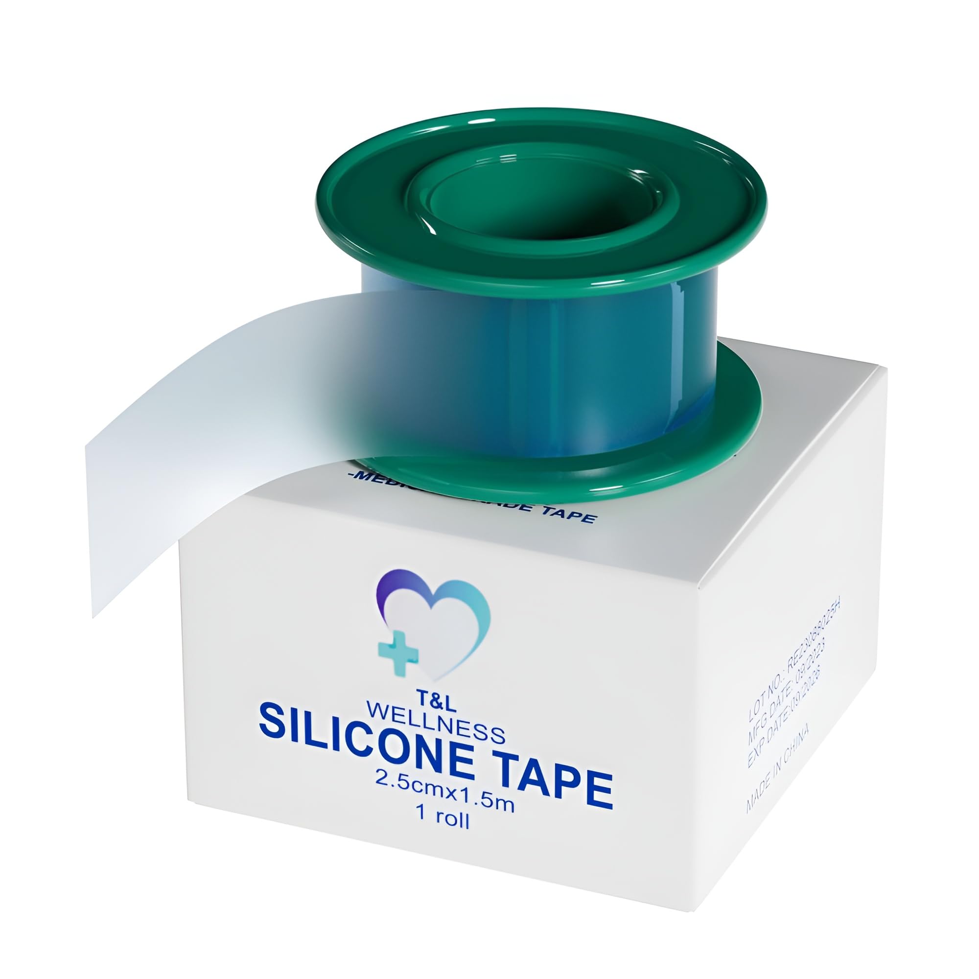T&L Wellness Hypoallergenic Silicone Roll Tape Easy to Tear Precut Strips (1 Roll, 2.5cmx1.5m)