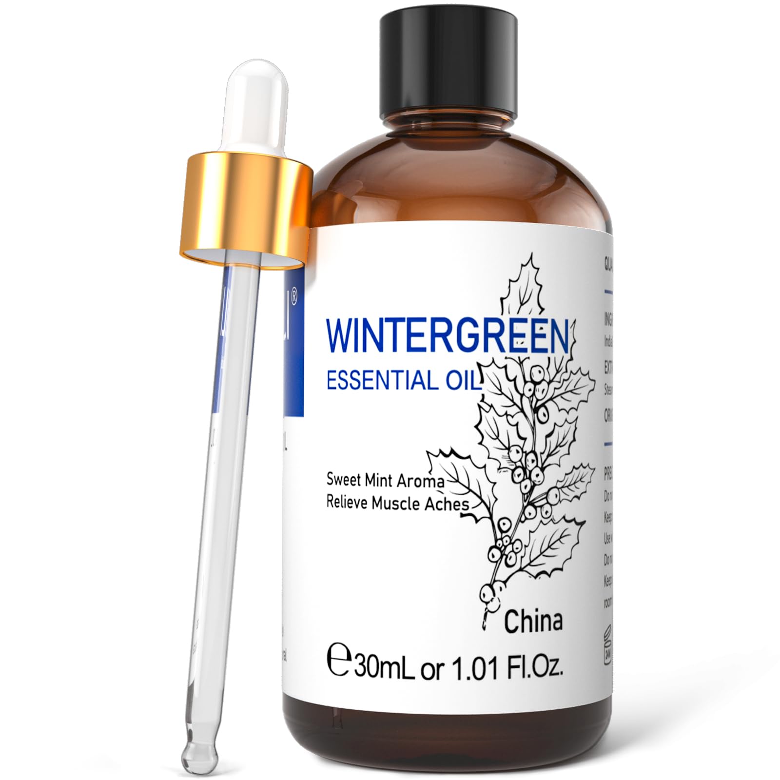 HIQILI 1 Fl Oz Wintergreen Essential Oil, 100% Pure Natural for Skin, Diffuser - 30ml